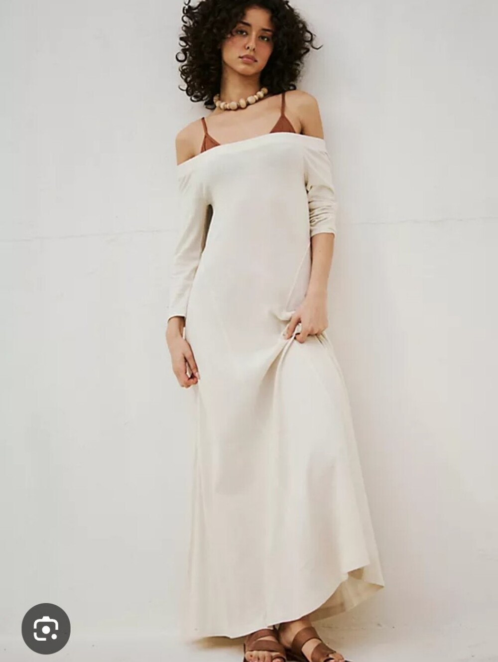 Free People Off-Shoulder Midi Dress - Cream